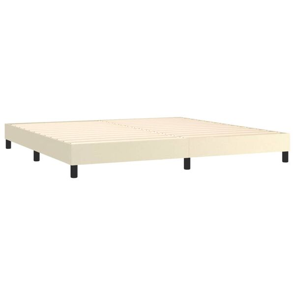vidaXL Sommier &agrave; lattes de lit avec matelas Cr&egrave;me 200x200cm Similicuir