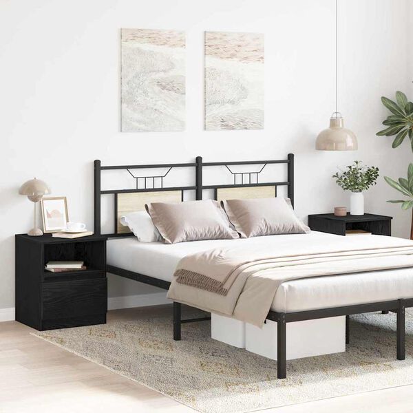 vidaXL Cabinet de chevet avec tiroir 2 pcs Ch&ecirc;ne noir 40 x 40 x 50 cm