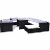 vidaXL Salon de jardin 10 pcs avec coussins R&eacute;sine tress&eacute;e Noir