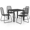 vidaXL Ensemble &agrave; manger de jardin 5 pcs PVC r&eacute;sine tress&eacute;e noir