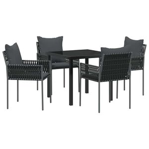 vidaXL Ensemble de salle &agrave; manger pour jardin 5 pcs Noir et gris