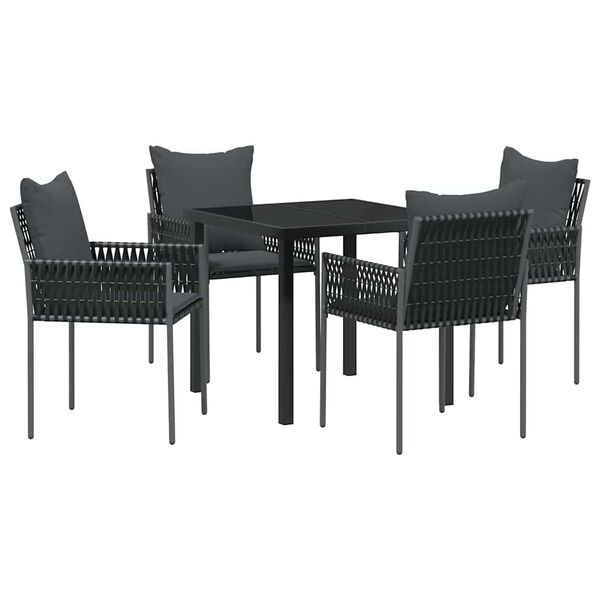 vidaXL Ensemble de salle &agrave; manger pour jardin 5 pcs Noir et gris