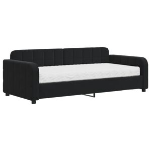 vidaXL Lit de jour avec matelas noir 90x190 cm velours