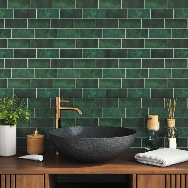 vidaXL Carreau de métro 10 pcs Vert foncé 29.4 x 21.4 cm