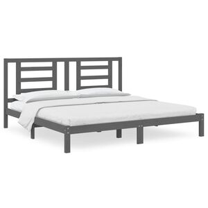 vidaXL Cadre de lit sans matelas gris 200x200 cm bois massif de pin