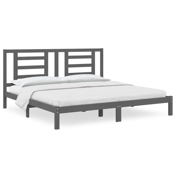 vidaXL Cadre de lit sans matelas gris 200x200 cm bois massif de pin