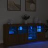 vidaXL Buffet avec lumi&egrave;res LED ch&ecirc;ne marron 164x37x67 cm