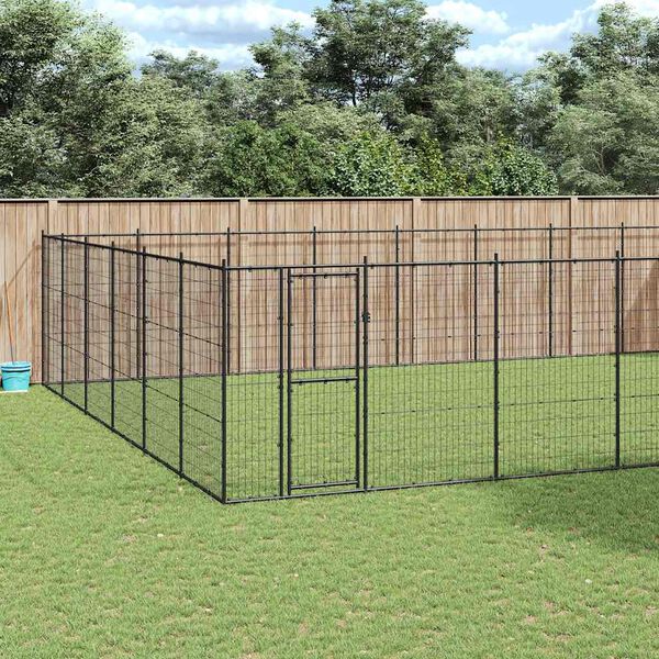 vidaXL Chenil d'extérieur pour chiens Acier 65,34 m²
