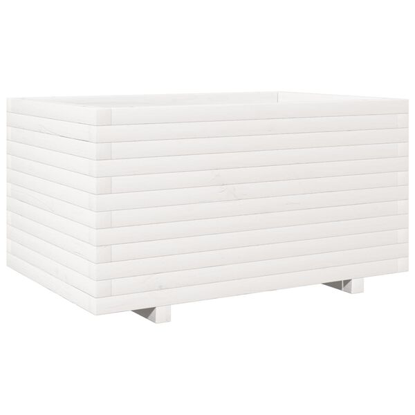 vidaXL Jardini&egrave;re blanc 90x60x49,5 cm bois de pin massif