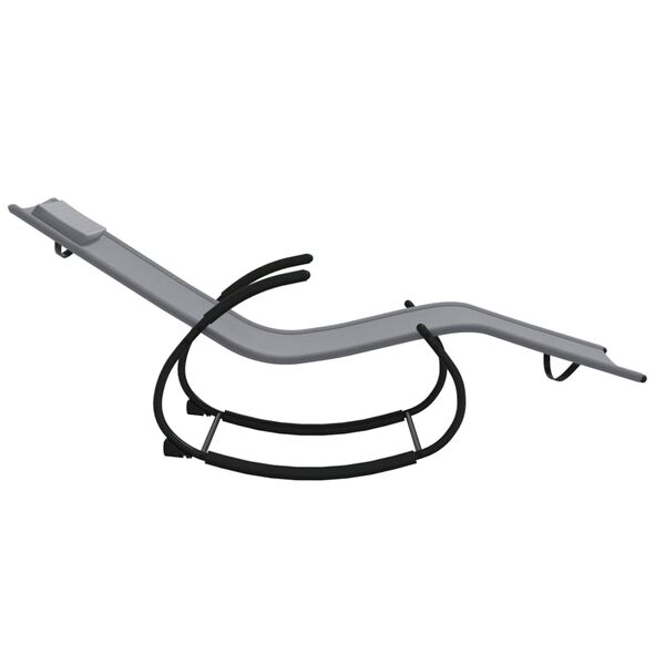 vidaXL Chaise longue à bascule gris acier et textilène