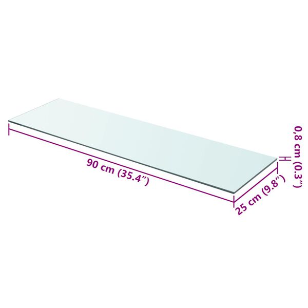 vidaXL Panneaux d'&eacute;tag&egrave;re 2 pcs Verre Transparent 90 x 25 cm