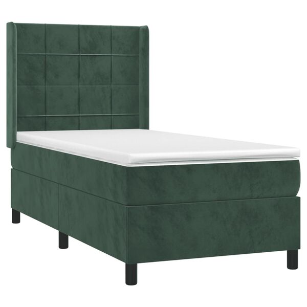 vidaXL Sommier &agrave; lattes de lit avec matelas Vert fonc&eacute; 90x200 cm