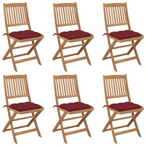 vidaXL Chaises pliantes 6 pi&egrave;ces avec coussins en bois d'acacia massif