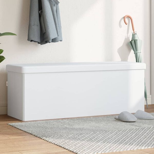 vidaXL Banc de rangement pliable blanc PVC
