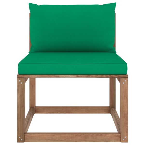 vidaXL Canap&eacute; de milieu palette de jardin avec coussins vert
