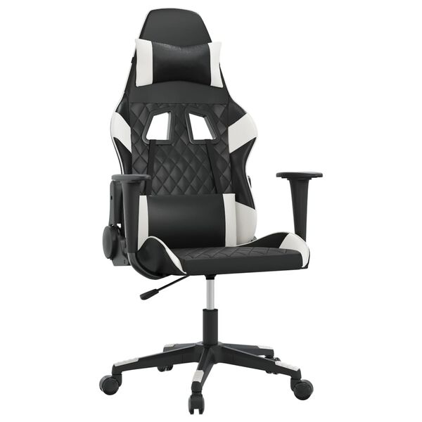 vidaXL Chaise de jeu de massage Noir et blanc Similicuir