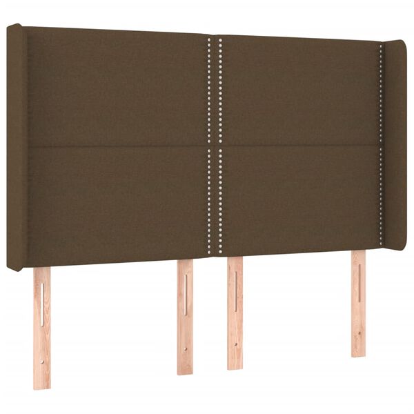 vidaXL T&ecirc;te de lit &agrave; LED Marron fonc&eacute; 147x16x118/128 cm Tissu