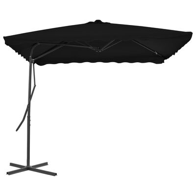vidaXL Parasol d'extérieur avec mât en acier Noir 250x250x230 cm