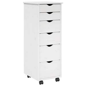 vidaXL Cabinet roulant 34 x 39 x 93,5 cm Bois de Pin Massif Blanc