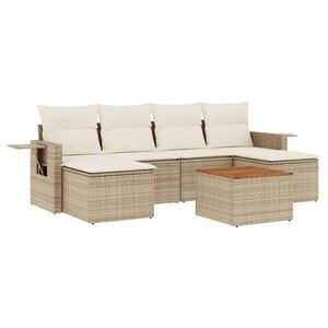 vidaXL Salon de jardin avec coussins 7 pcs beige r&eacute;sine tress&eacute;e