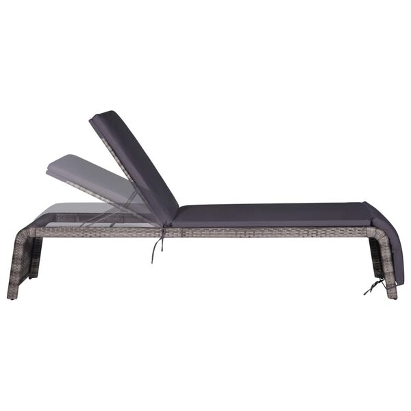 vidaXL Chaise longue avec table R&eacute;sine tress&eacute;e Gris
