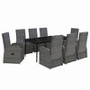vidaXL Ensemble &agrave; manger de jardin avec coussins 9 pcs Gris