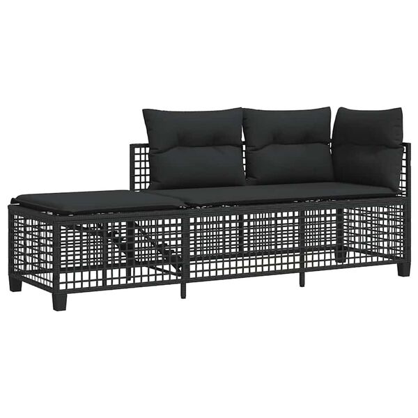 vidaXL Salon de jardin d'angle 3 pcs avec coussins noir r&eacute;sine tress&eacute;e