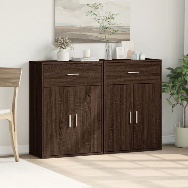 vidaXL Buffets 2 pcs ch&ecirc;ne marron 60x30x84 cm bois d'ing&eacute;nierie
