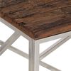 vidaXL Table basse argent&eacute; inox et bois de m&eacute;l&egrave;ze massif