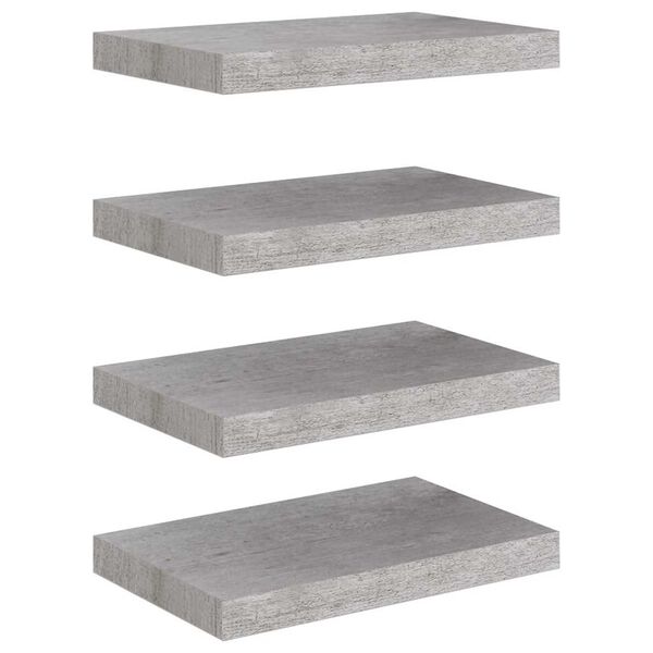 vidaXL &Eacute;tag&egrave;res murales flottantes 4 pcs gris b&eacute;ton 40x23x3,8 cm MDF
