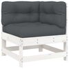 vidaXL Canap&eacute; d'angle avec coussins blanc bois de pin solide