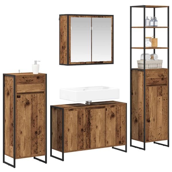 vidaXL Ensemble de mobilier de salle de bain avec tiroir Bois ancien