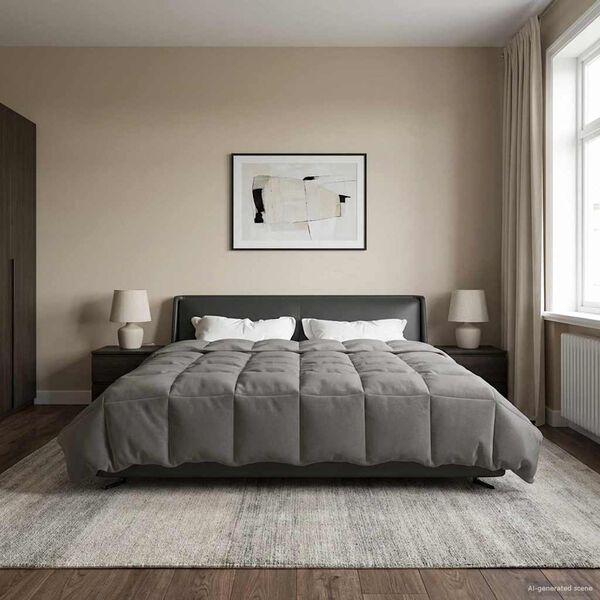 vidaXL Duvet d'&eacute;t&eacute; simple Matelass&eacute; Gris clair 220 x 260 cm Microfibre