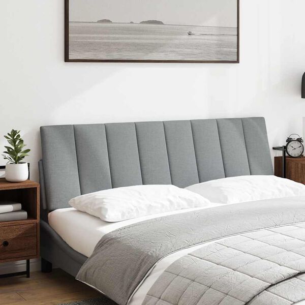 vidaXL Coussin de t&ecirc;te de lit Hanko gris clair 160 cm tissu