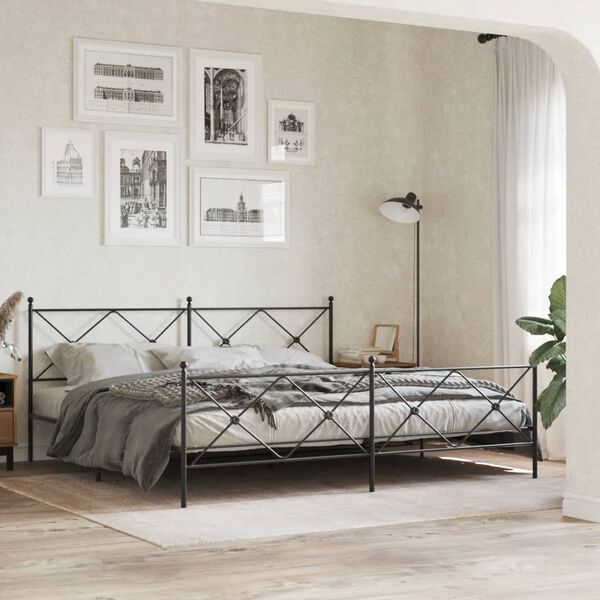 vidaXL Tête de lit métal noir 193 cm