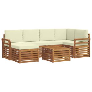vidaXL Ensemble de canap&eacute;s d'ext&eacute;rieur 7 pc Naturel et Cr&egrave;me Polyester