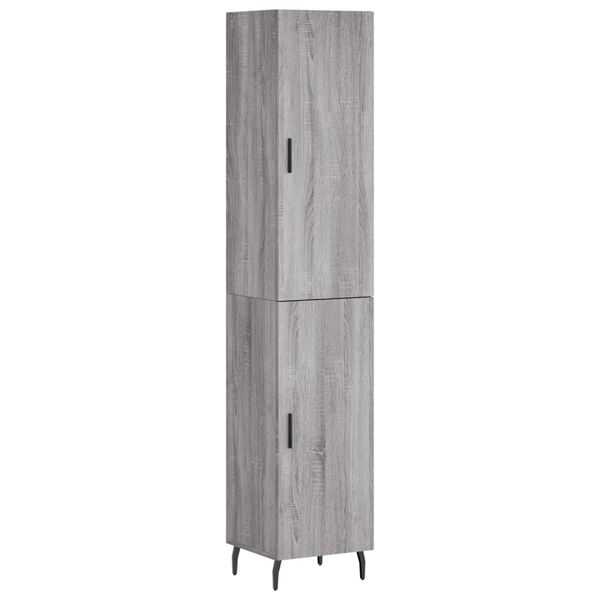 vidaXL Buffet haut Sonoma gris 34,5x34x180 cm Bois d'ing&eacute;nierie