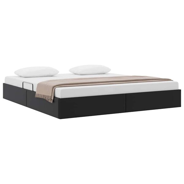 vidaXL Lit de Rangement avec matelas Noir 180 x 200 cm Faux cuir