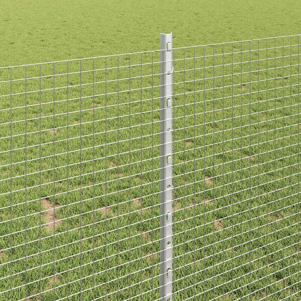 vidaXL Cl&ocirc;ture avec poteau Argent&eacute; 1 x 100 m Acier