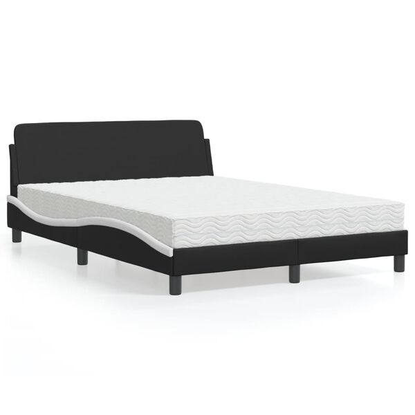 vidaXL Lit avec matelas Dover noir et blanc 140x190 cm similicuir