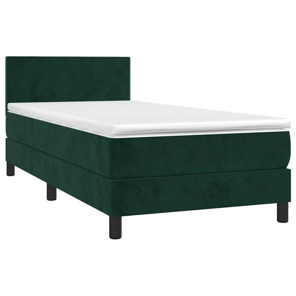 vidaXL Sommier &agrave; lattes de lit avec matelas et LED Vert fonc&eacute; 80x200cm