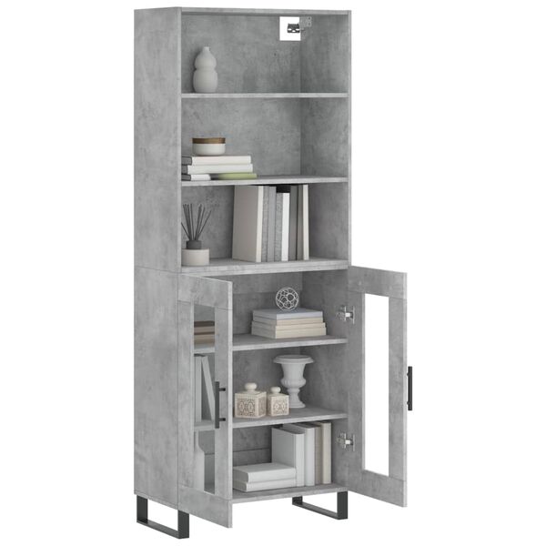 vidaXL Buffet haut Gris b&eacute;ton 69,5x34x180 cm Bois d'ing&eacute;nierie