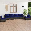vidaXL Salon de jardin 6 pcs avec coussins R&eacute;sine tress&eacute;e Gris