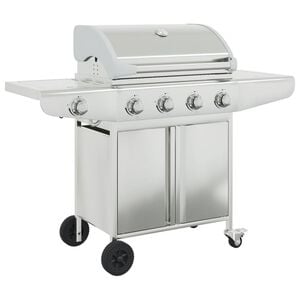 vidaXL Barbecue &agrave; gaz avec 5 br&ucirc;leurs argent&eacute; acier inoxydable