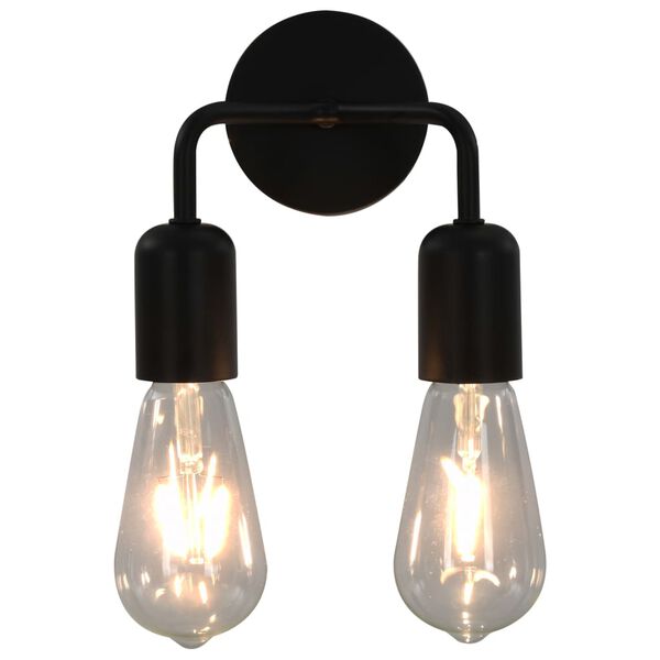 vidaXL Lampe murale avec ampoules à filament 2W Noir E27
