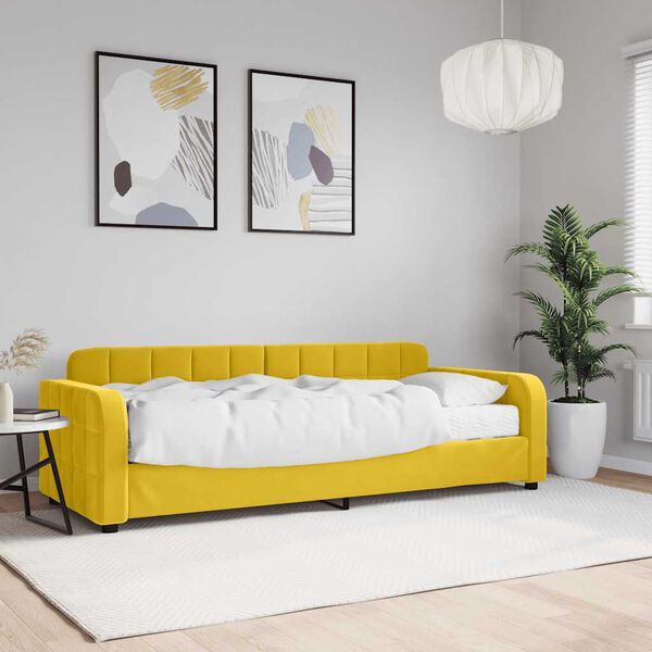vidaXL Lit de jour avec matelas jaune 80x200 cm velours