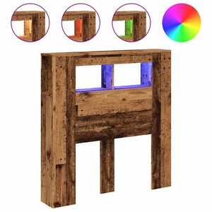 vidaXL T&ecirc;te de lit &agrave; LED vieux bois 100x18,5x103,5cm bois d'ing&eacute;nierie