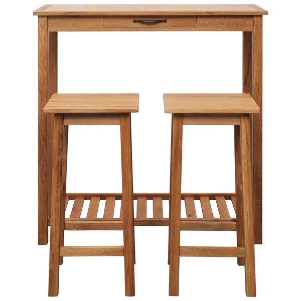 vidaXL Ensemble de bar 3 pcs Bois de chêne massif