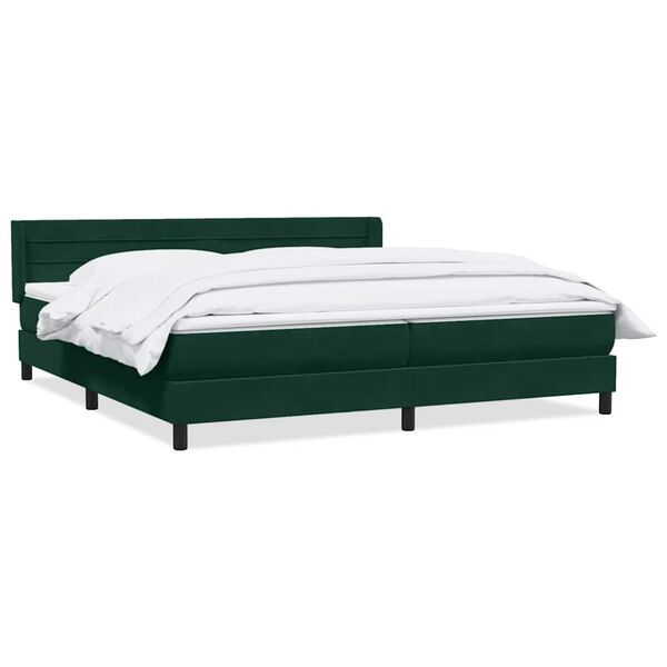 vidaXL Sommier &agrave; lattes de lit et matelas vert fonc&eacute; 180x220cm velours
