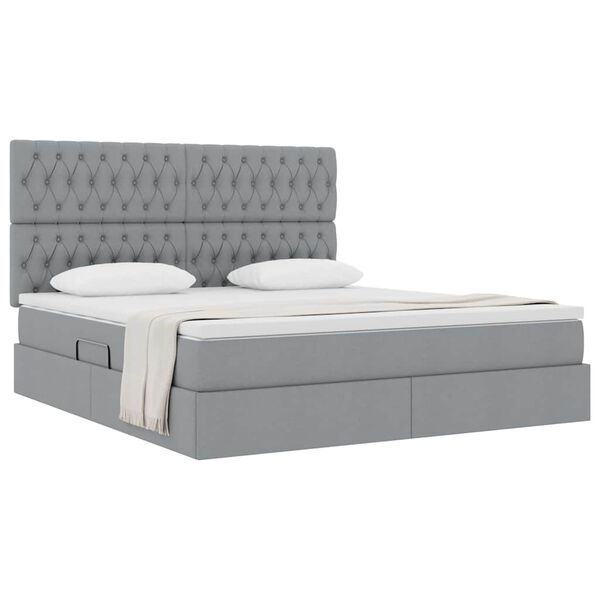 vidaXL Lit avec rangement et matelas Gris clair 160 x 200 cm Polyester